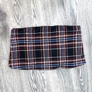 SOLD NWOT "Plaid" black, red, blue, white bandeau/ crop top